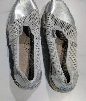 TOMS Women's Silver Mesh Espadrille Flats